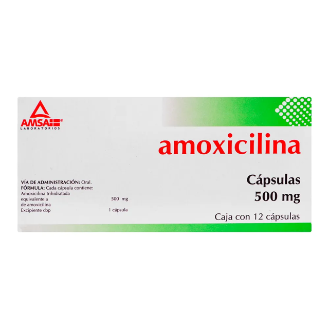 AMOXICILINA (Amsa) c/12 CAPS. 500 MG.
