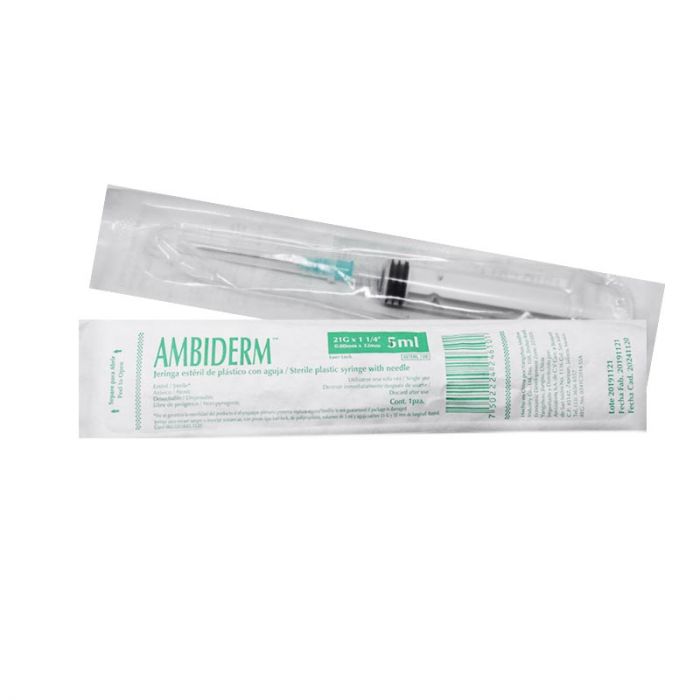 JERINGA 5 mL. (Ambiderm) c/AGUJA 21Gx32mm. c/1 Pza.