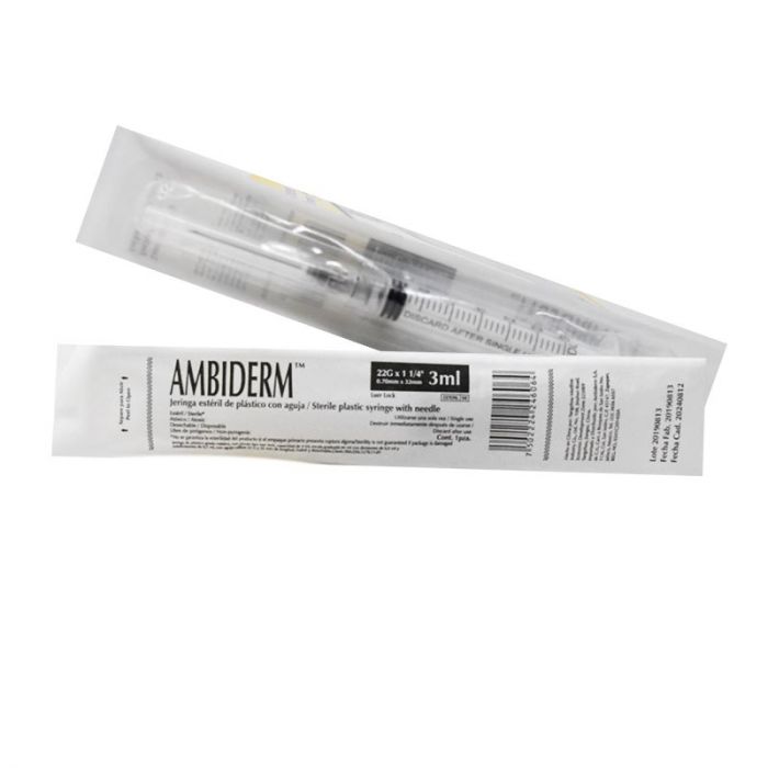 JERINGA 3 mL. (Ambiderm) c/AGUJA 22Gx32mm. c/1 Pza.